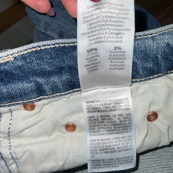 MOTHER High Waisted Rider Blue Distressed Ankle Jeans - Picture 4 of 8